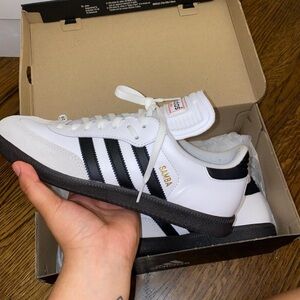 Adidas white and black sambas